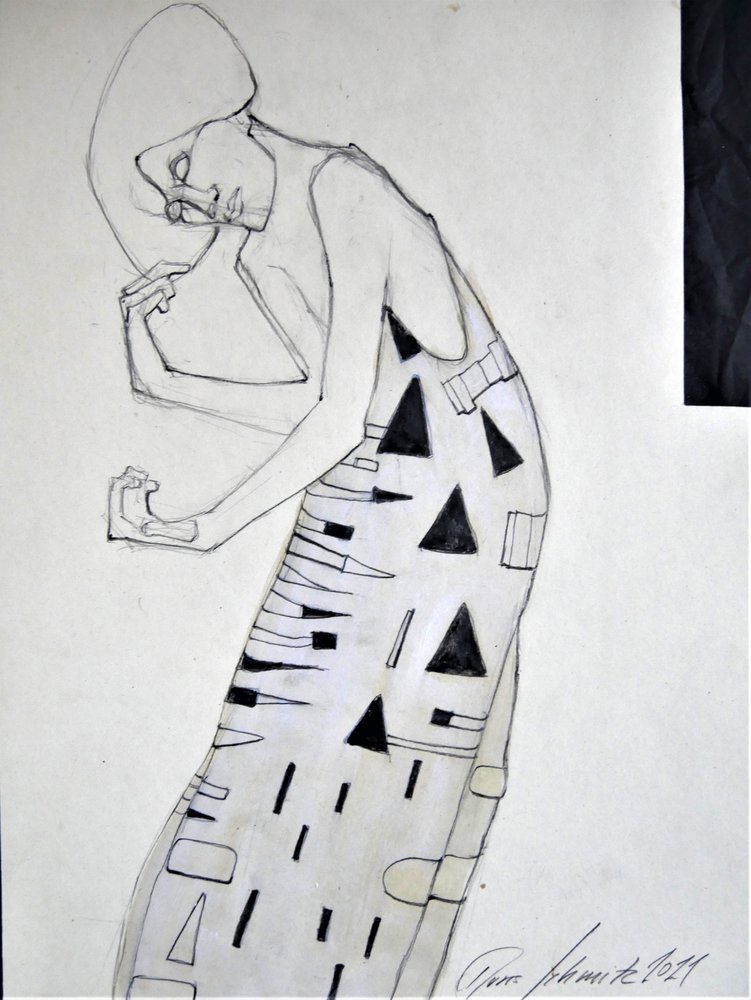 Femme géométrique pensive - Doris Schmitz
