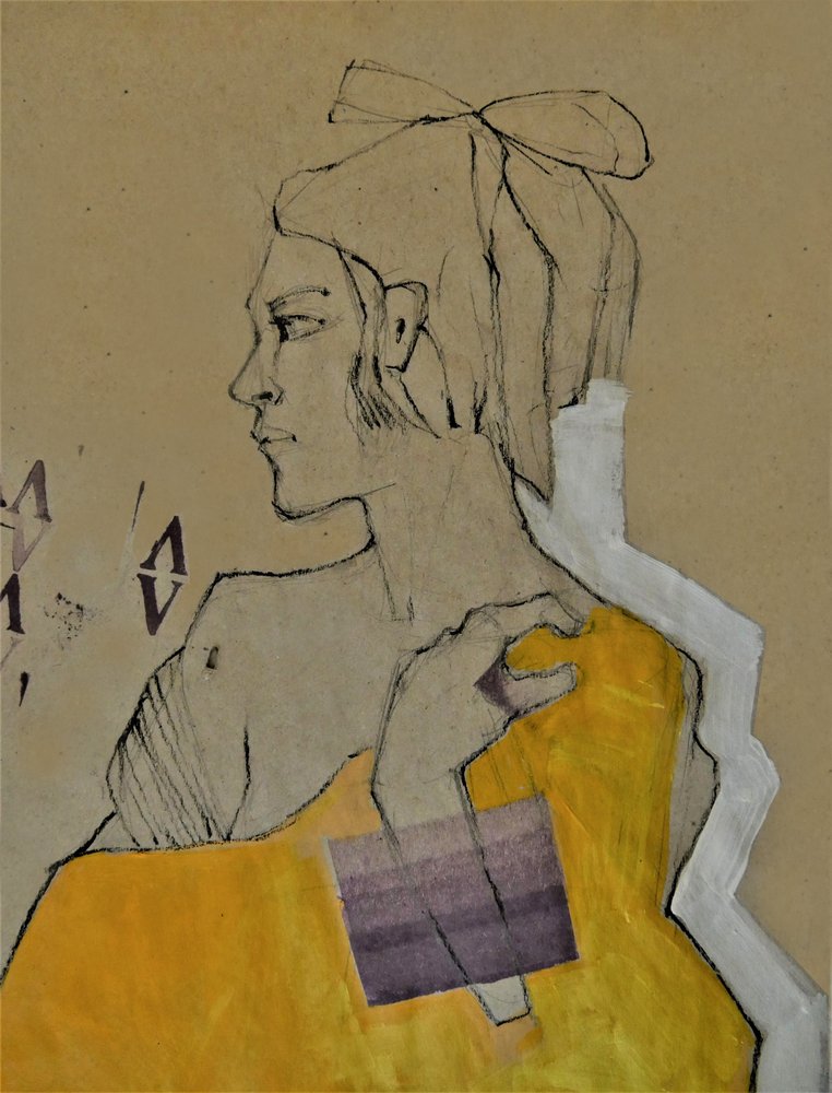 Portrait jaune pensif - Doris Schmitz