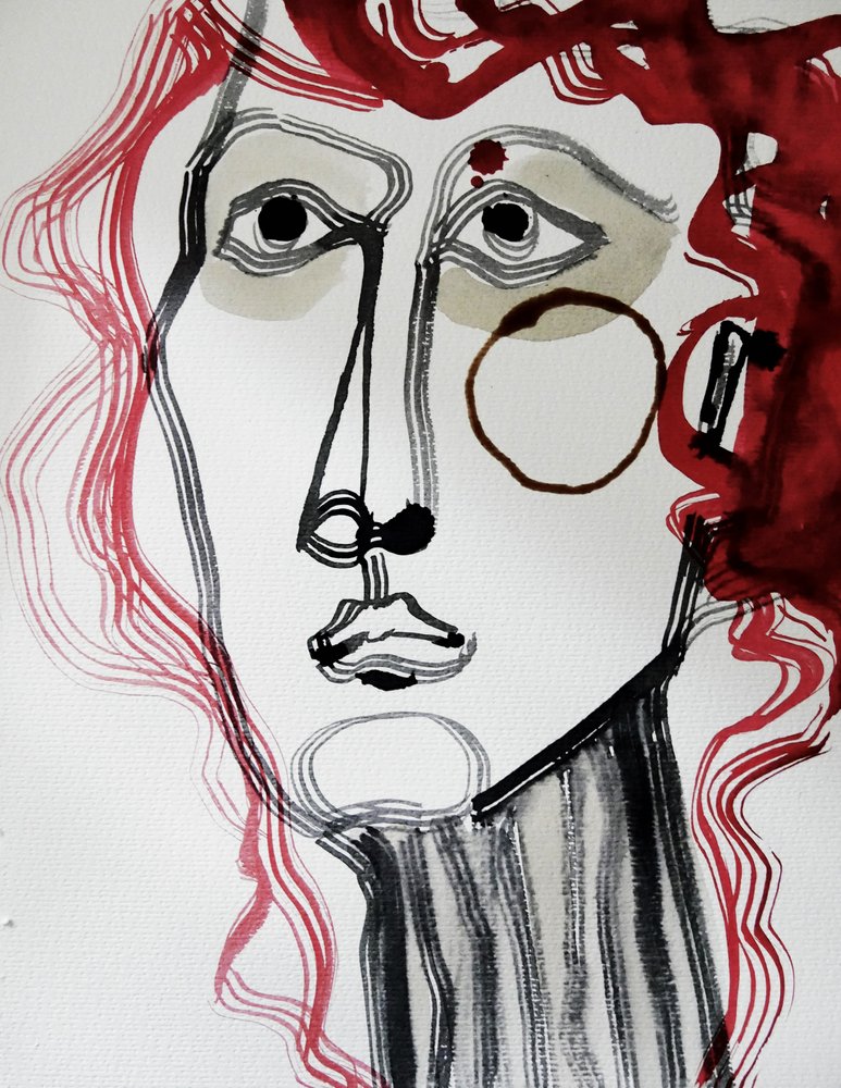 Visage abstrait aux cheveux roux - Doris Schmitz