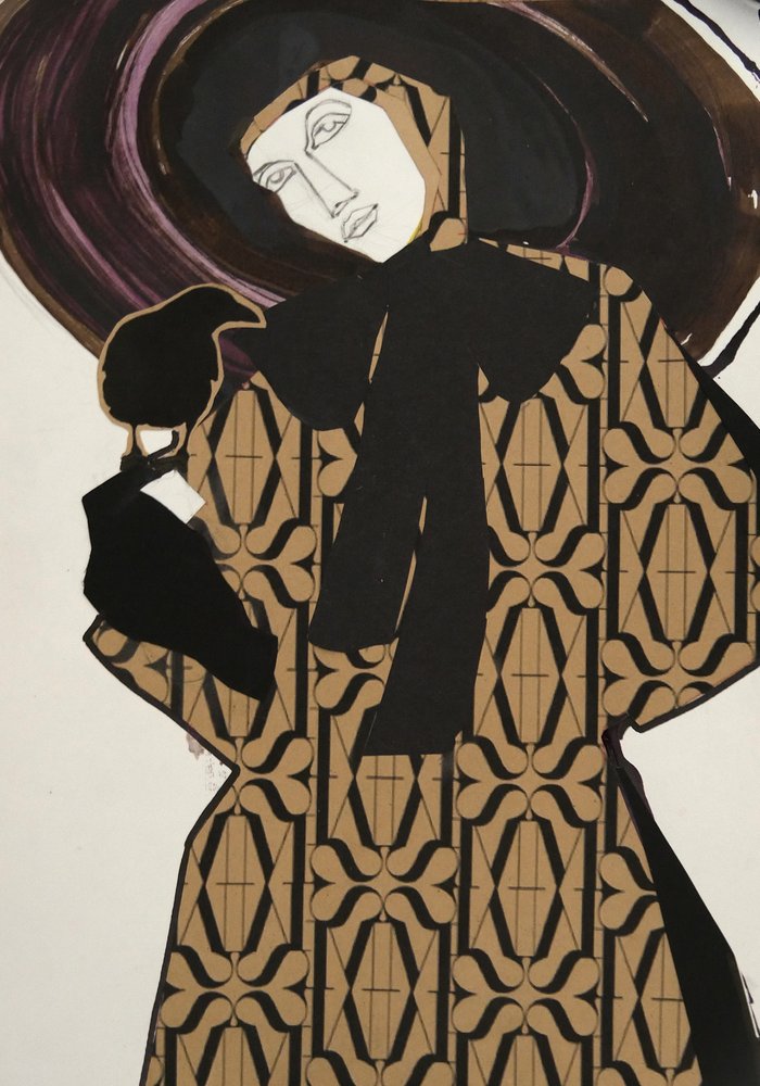 Une femme avec un oiseau - Doris Schmitz