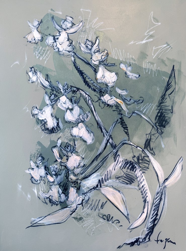 Fleurs blanches abstraites - Dorothy Fagan