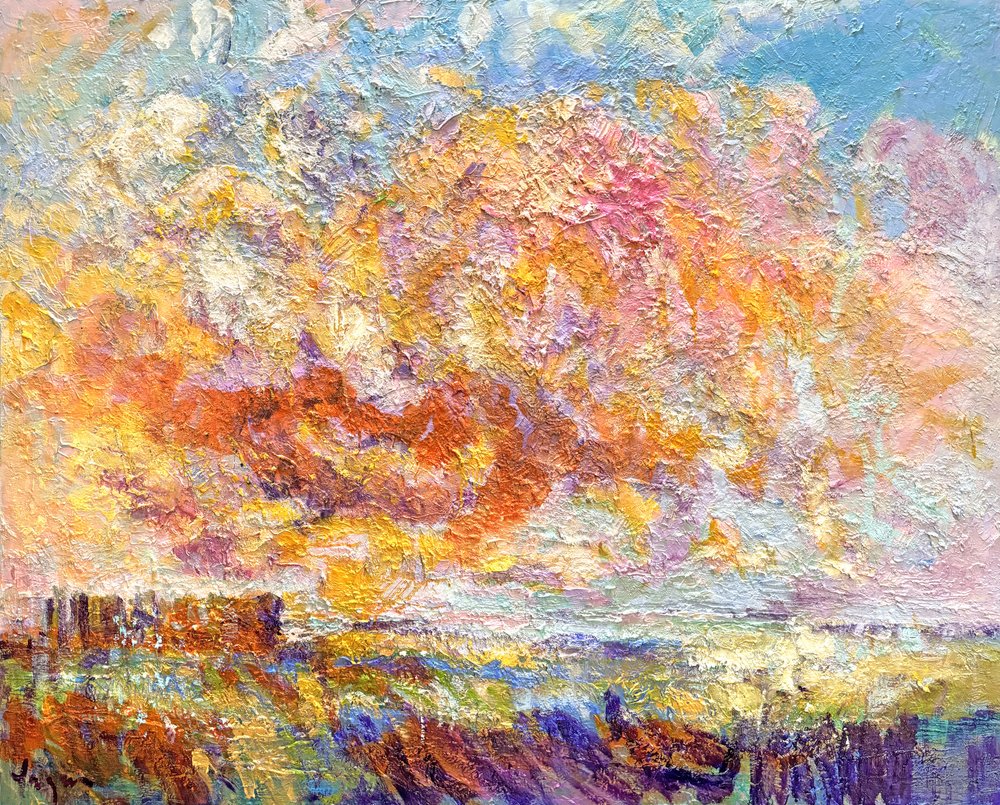Champ du coucher de soleil flamboyant - Dorothy Fagan