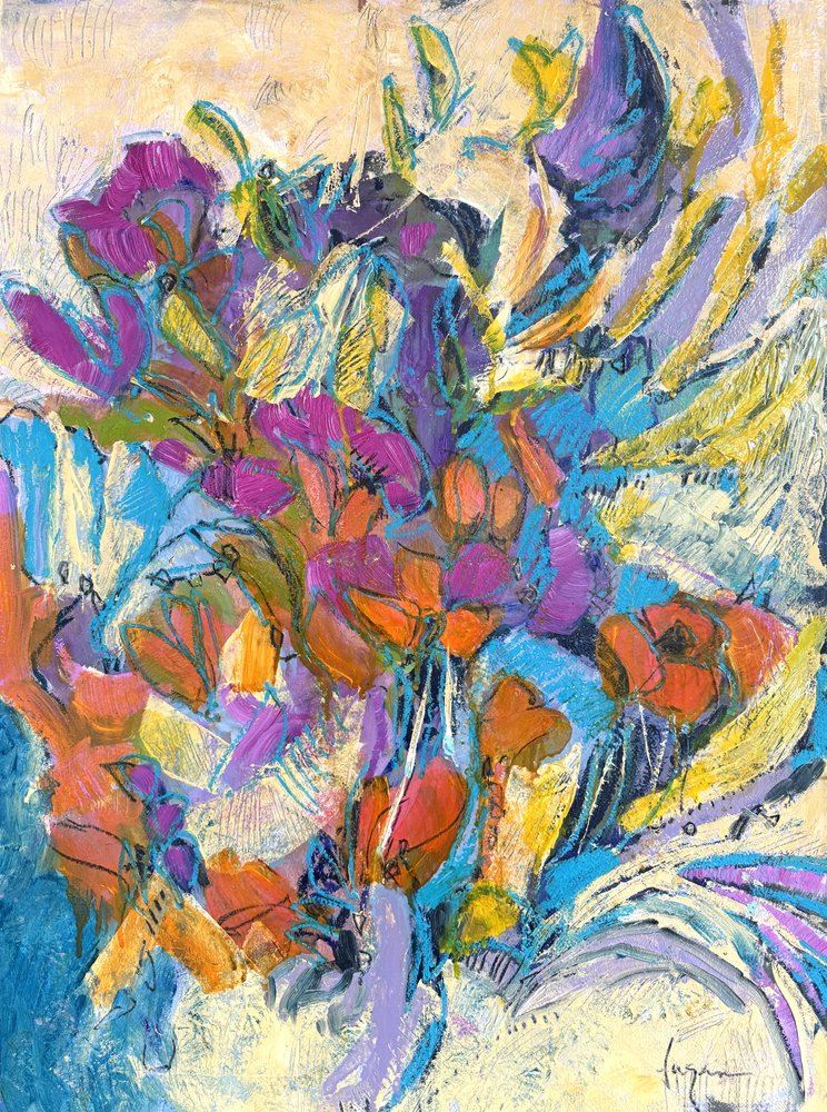 Fleurs abstraites aux couleurs vives - Dorothy Fagan