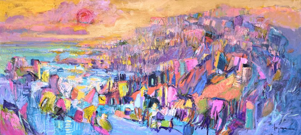 Paysage urbain abstrait et éclatant - Dorothy Fagan