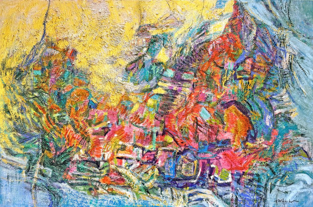 Paysage urbain abstrait et éclatant - Dorothy Fagan