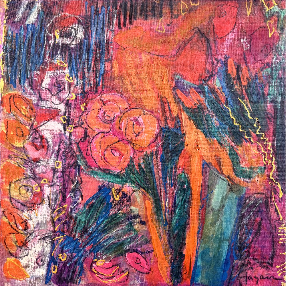 Fleurs abstraites aux couleurs vives - Dorothy Fagan