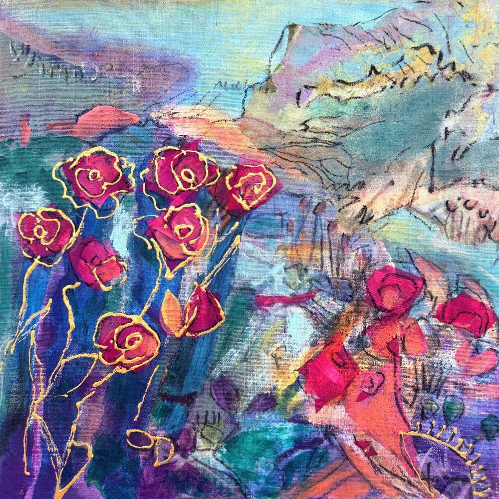 Des roses abstraites aux couleurs vives - Dorothy Fagan