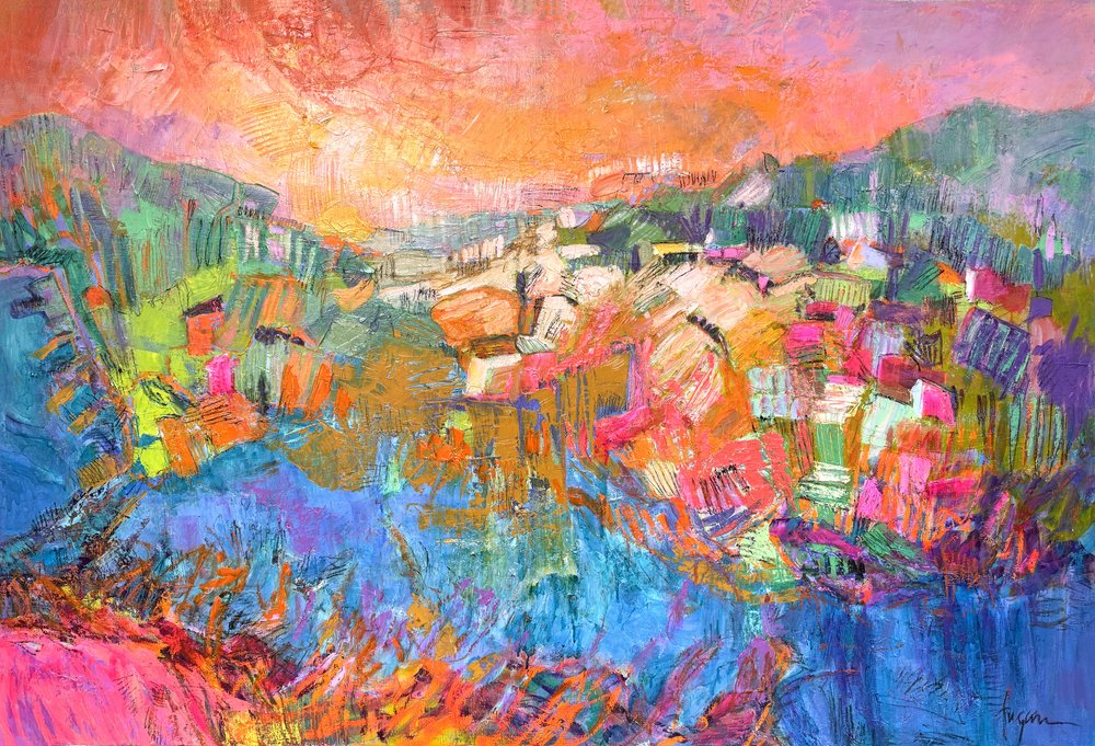 Un village animé à flanc de colline - Dorothy Fagan