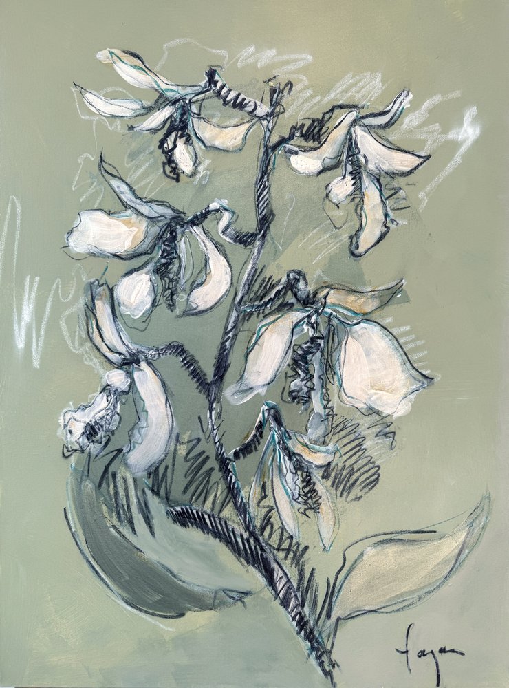 Esquisse florale blanche - Dorothy Fagan