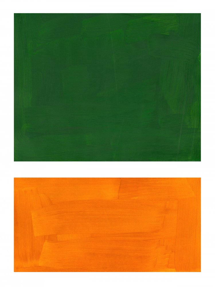 Blocs verts et orange abstraits - Ejaaz Haniff