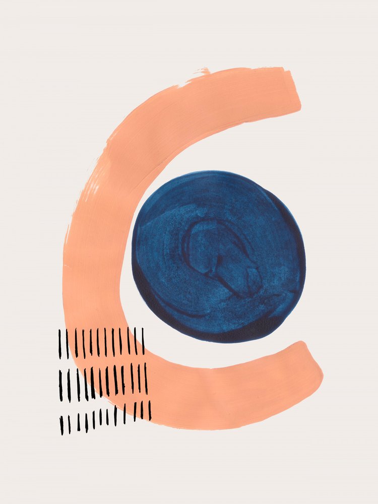 Abstrait bleu pêche aux courbes - Ejaaz Haniff