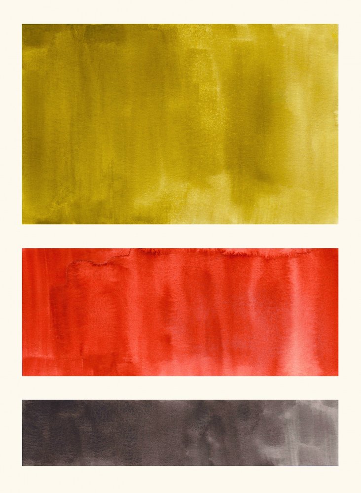 Blocs abstraits dorés et rouges - Ejaaz Haniff