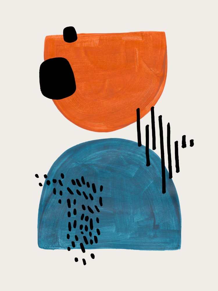 Formes abstraites orange et bleues - Ejaaz Haniff