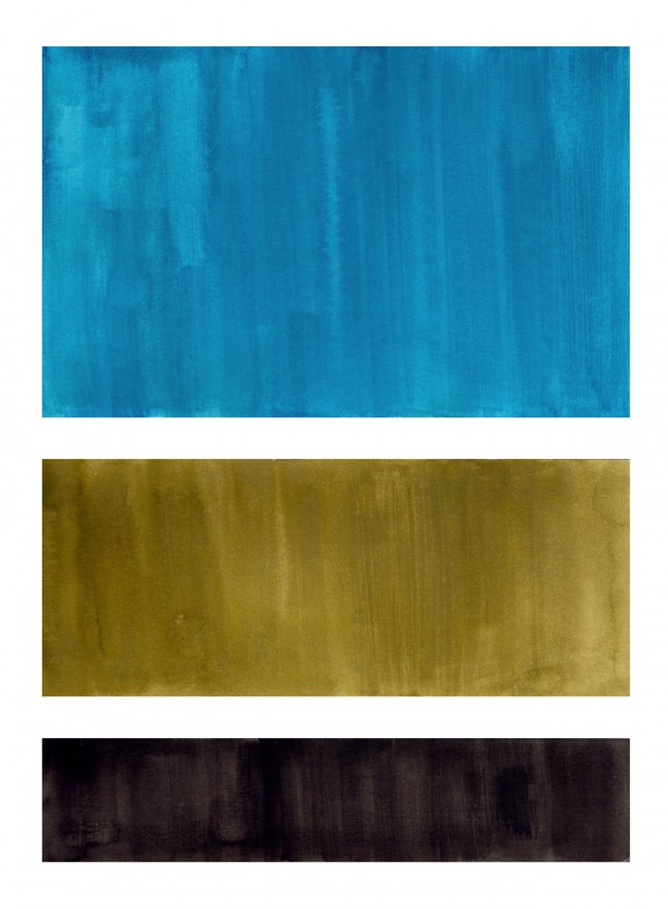 Blocs peints en bleu et or - Ejaaz Haniff