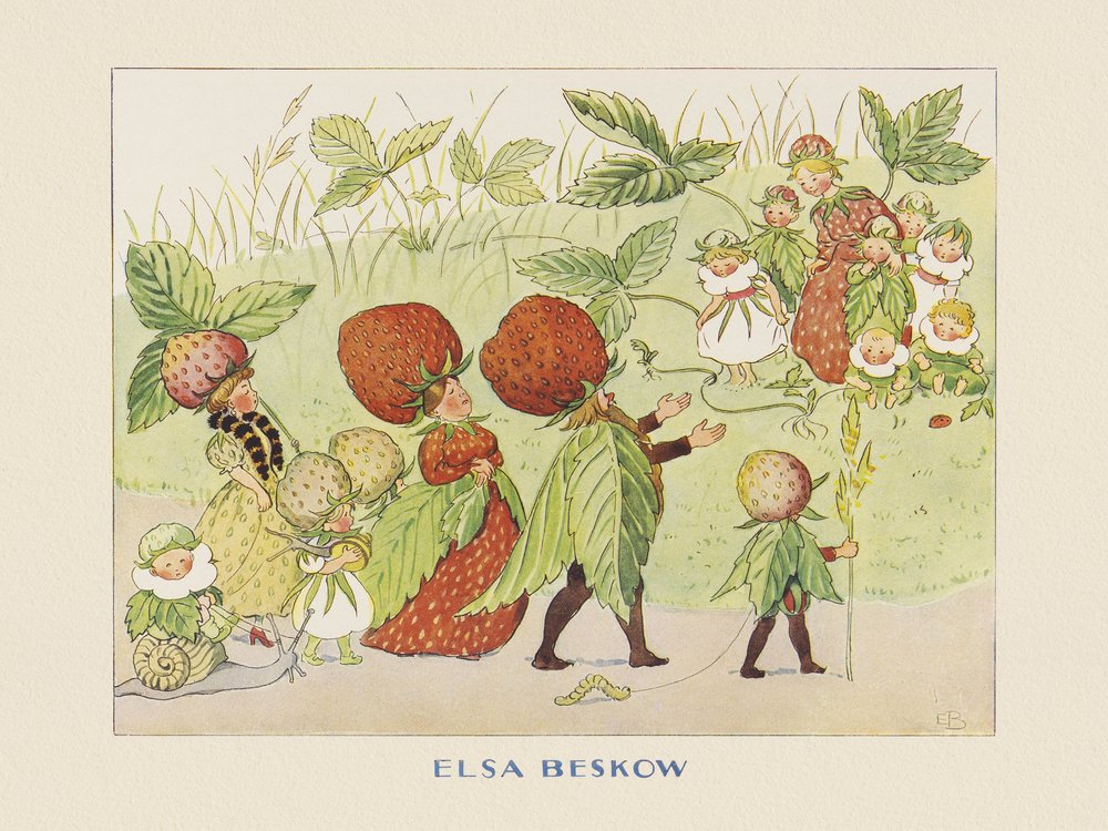 Lasse le Petit dans le jardin - La famille des fraises - Elsa Beskow