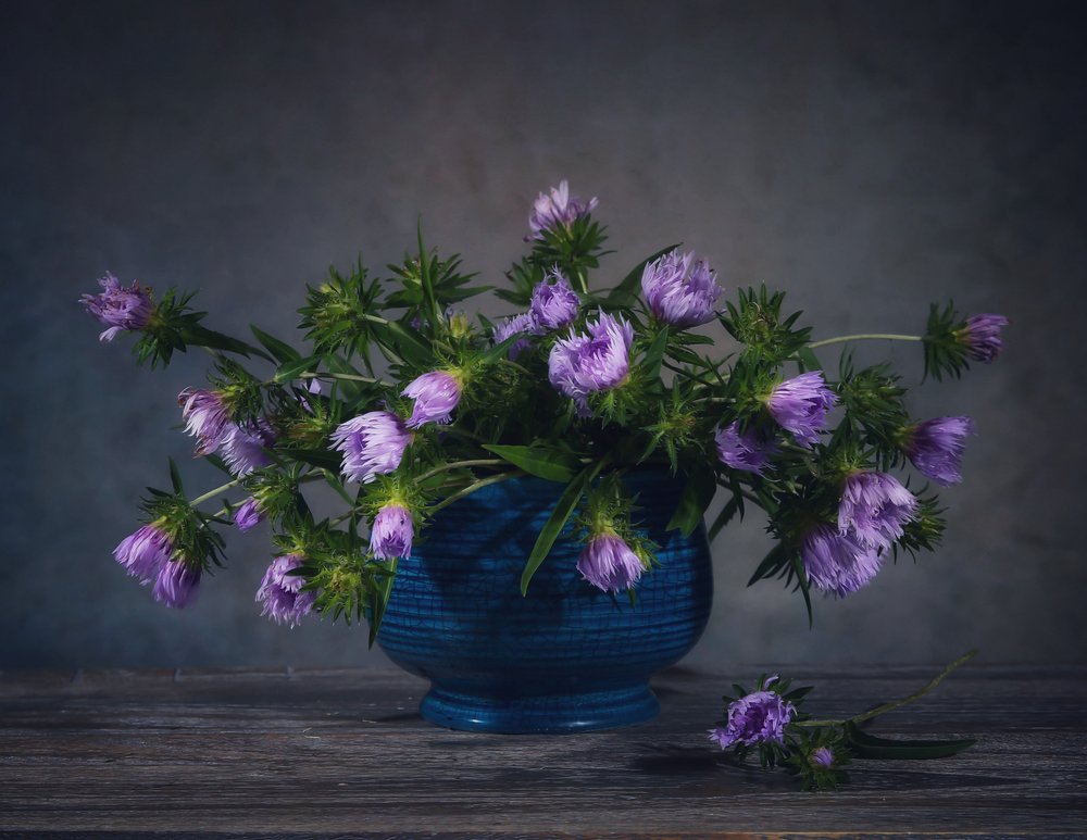 Nature morte aux chardons et à la lavande - Fangping Zhou