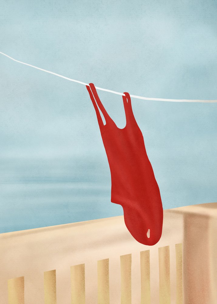 Maillot de bain rouge sur le balcon - Flow Line