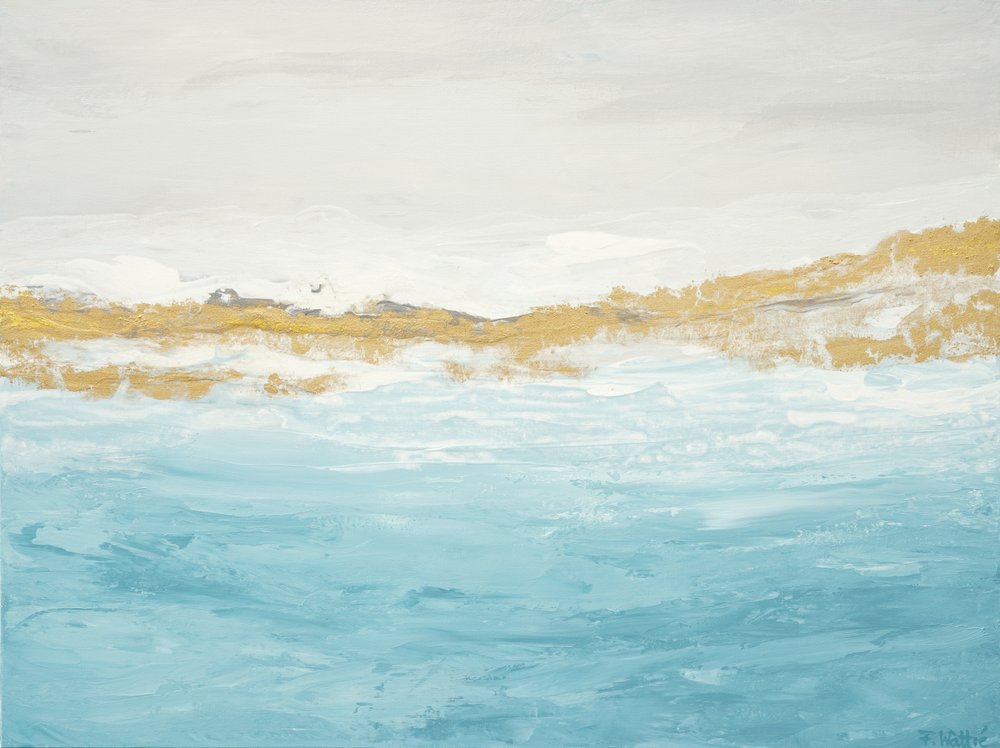 Paysage marin abstrait « Blue Gold » - Françoise Wattré