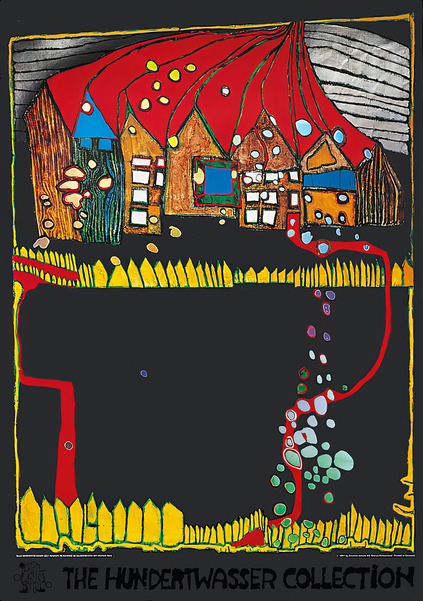 Des maisons sous la neige - Friedensreich Hundertwasser