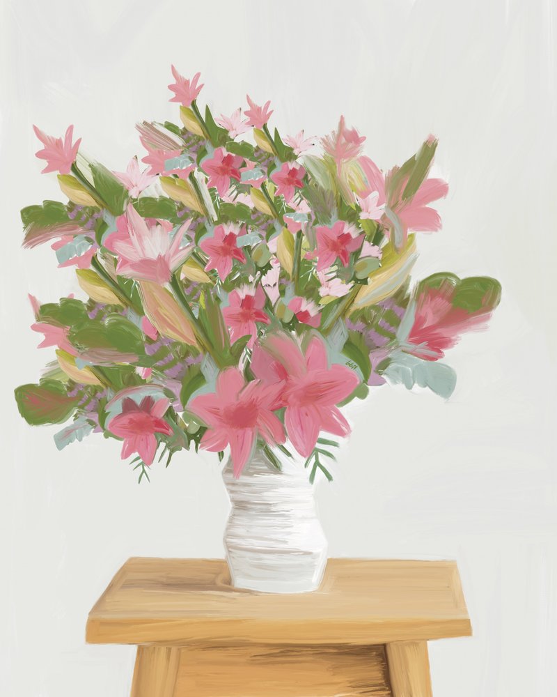 Fleurs roses à l