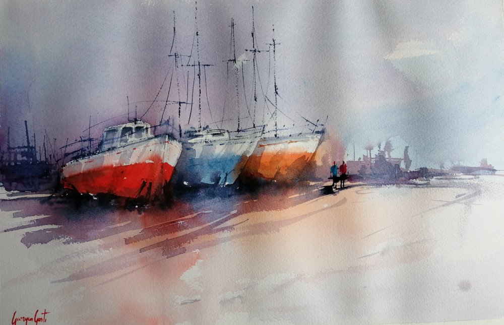 Bateaux amarrés aux couleurs vives - Giorgio Gosti