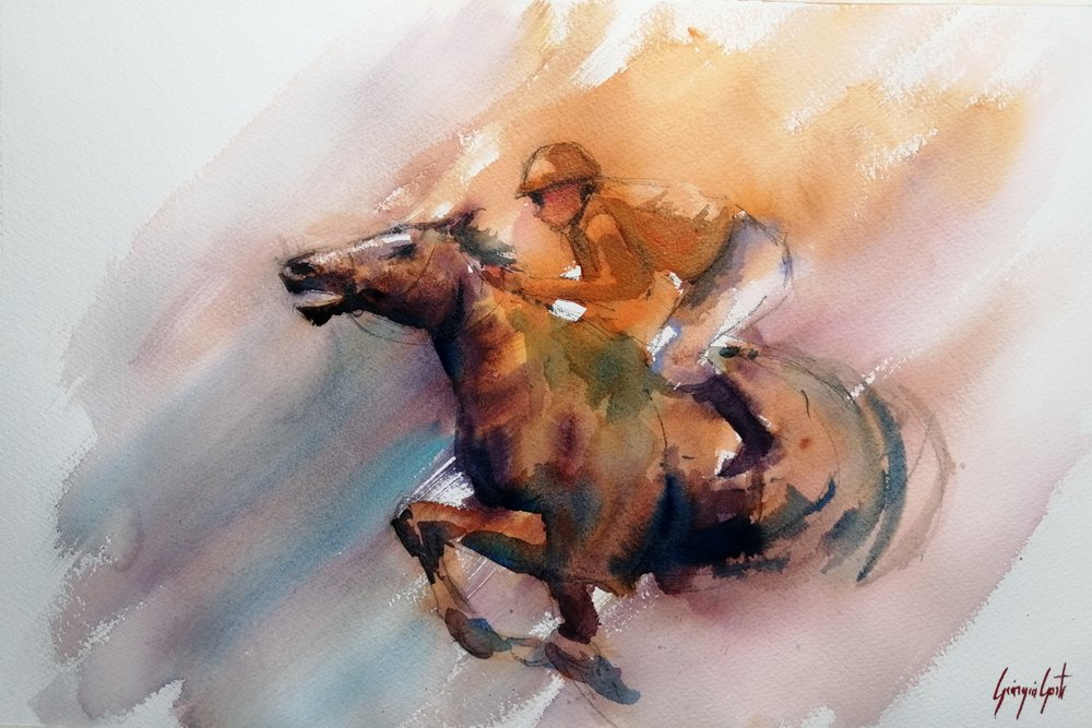 Une course de chevaux au galop - Giorgio Gosti