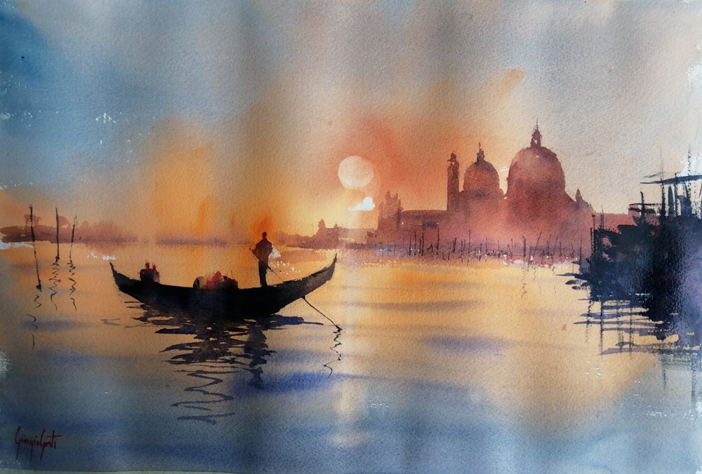 Gondole au coucher du soleil à Venise - Giorgio Gosti