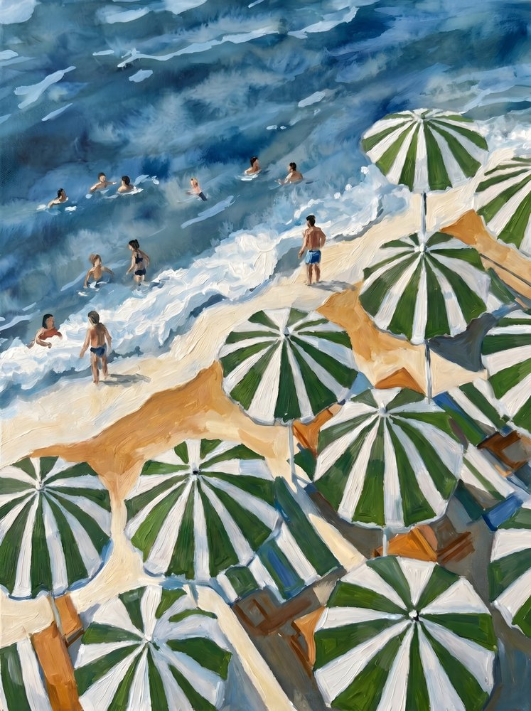 Parasols de plage à rayures vertes - HUGO