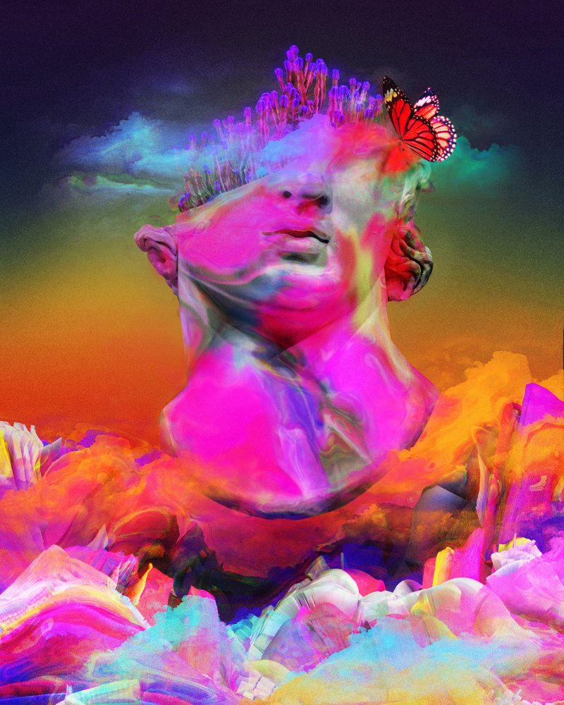 Statue psychédélique aux couleurs vives - Halit Benli