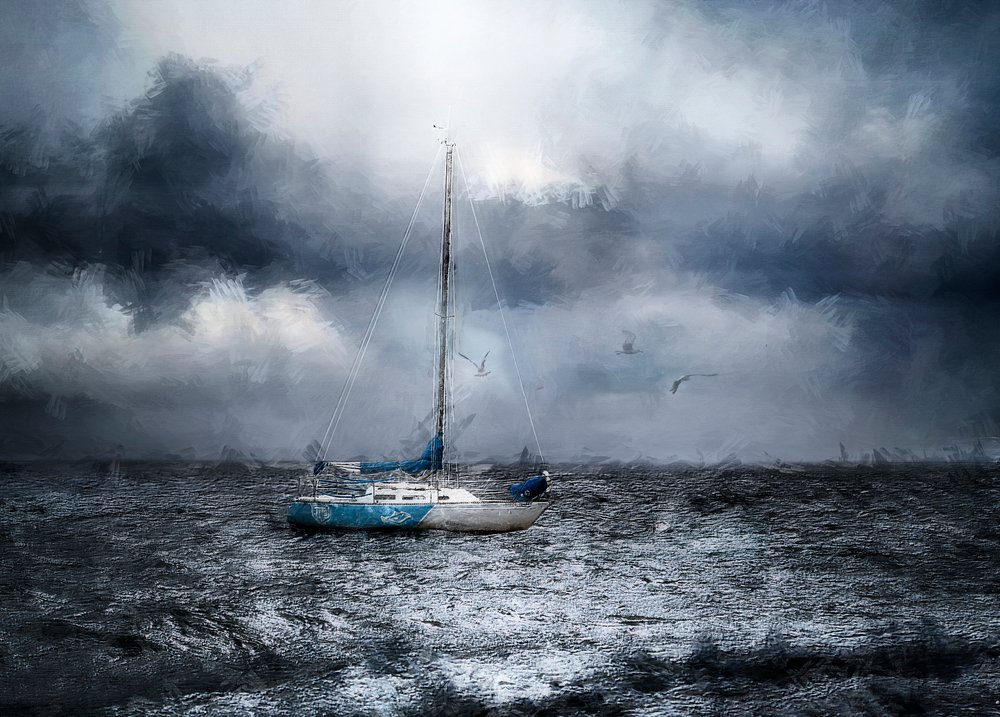 Voilier en pleine tempête - Jana Broskina