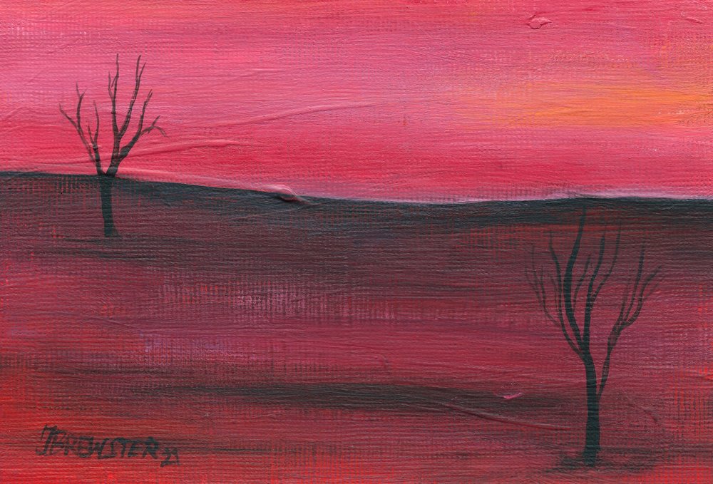 Arbres nus, ciel rouge - Janine Brewster