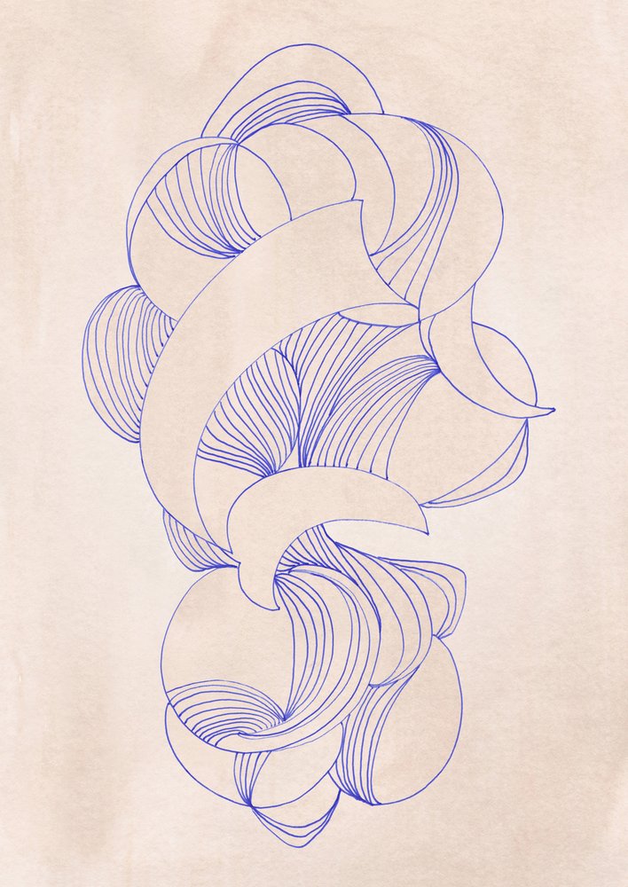 Lignes abstraites bleues fluides - Jenja Braun