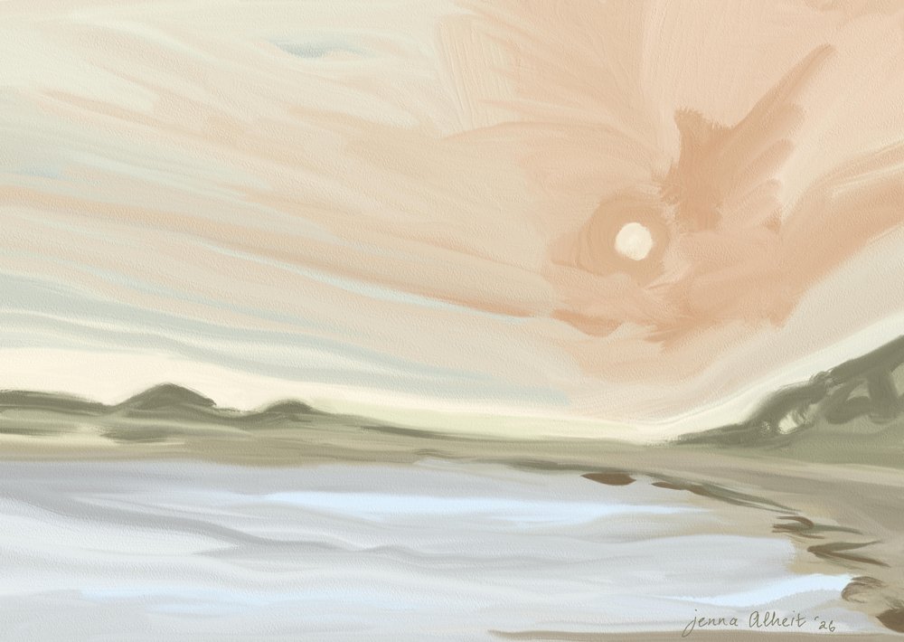 Coucher de soleil sur une plage sereine - Jenna Alheit