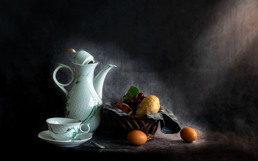 Nature morte rustique représentant un petit-déjeuner - Jie Fischer