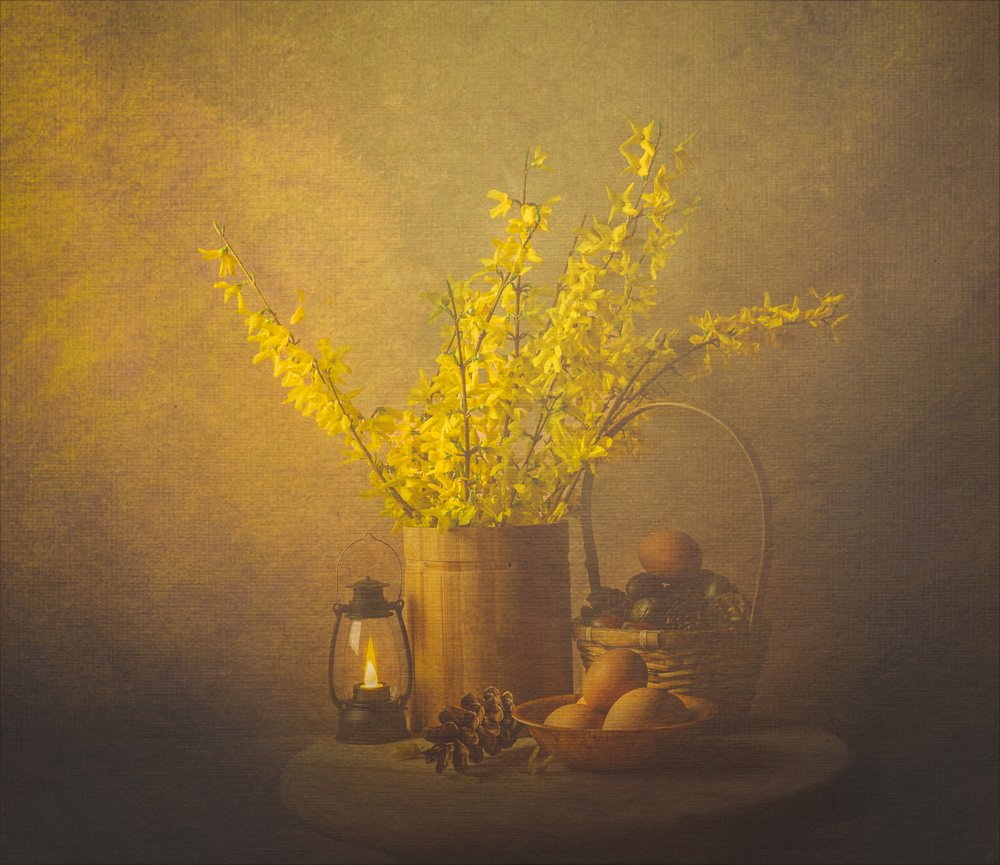 Nature morte « Printemps doré » - John-Mei Zhong