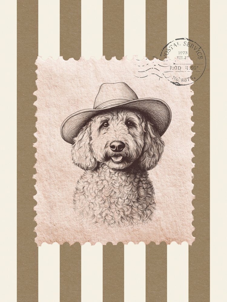 Timbre « Goldendoodle Cowboy » - Jolly and Dash