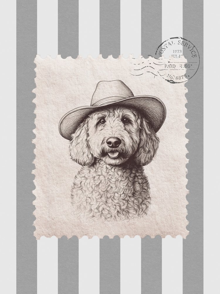 Timbre « Goldendoodle Cowboy » - Jolly and Dash