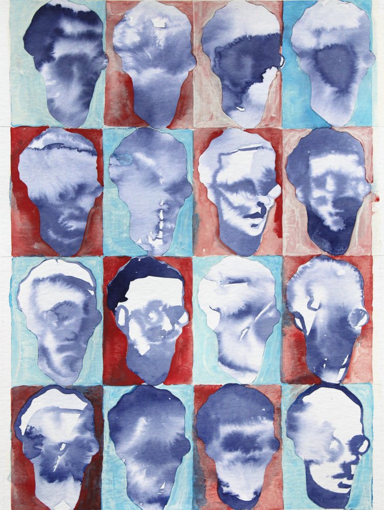 Grille de visages abstraits - Joshua Hoskins