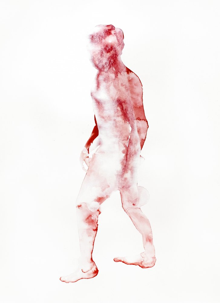 Personnage marchant rouge - Joshua Hoskins