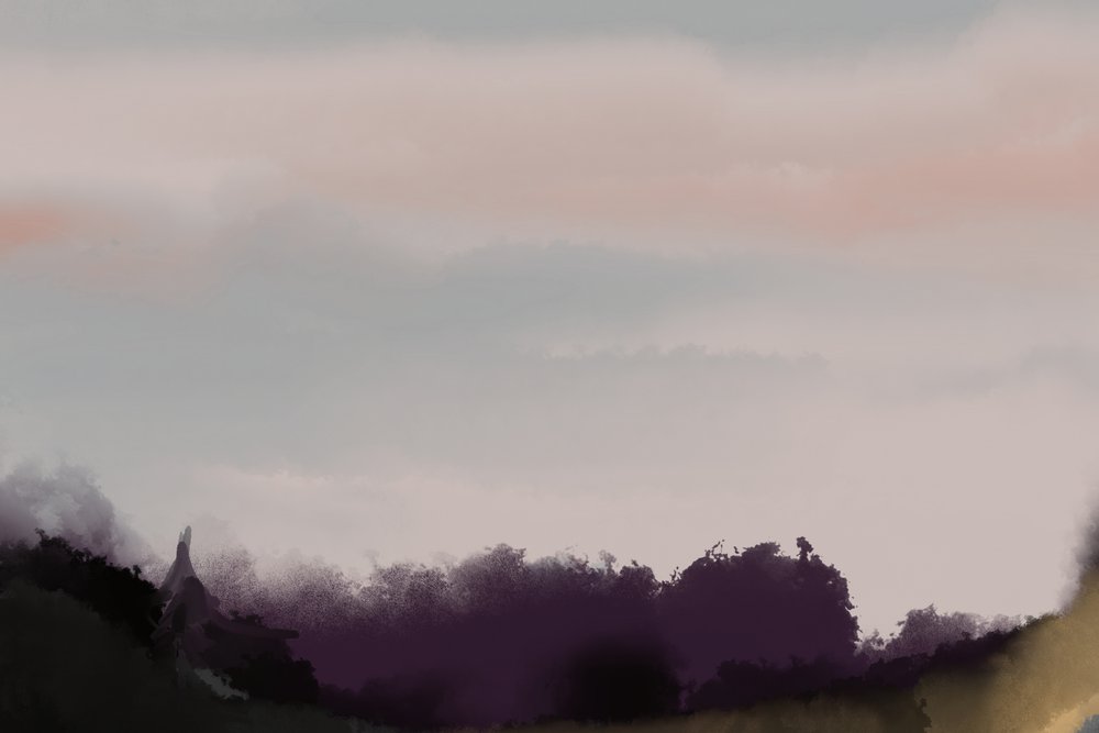 Montagnes violettes brumeuses - Josie George