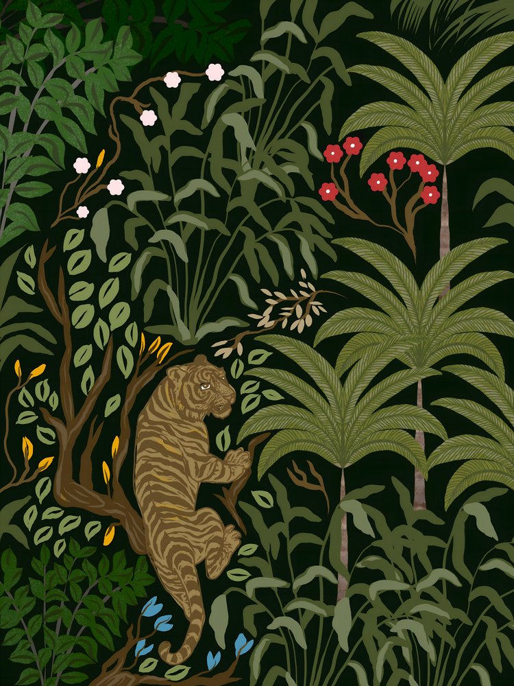 Un tigre dans une jungle luxuriante - Josie George