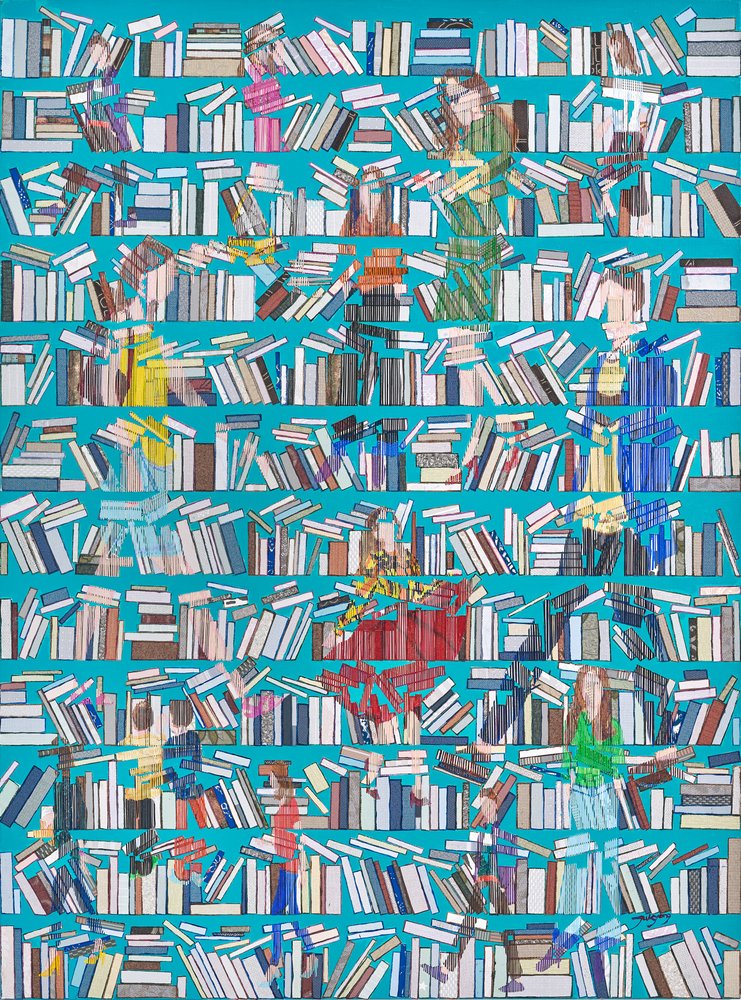 Des lecteurs dans les étagères - Jukyong Park