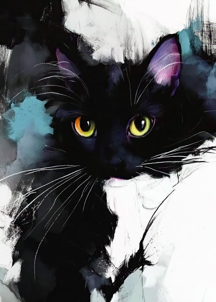Peinture au pastel représentant un chat (16) - Justyna Jaszke