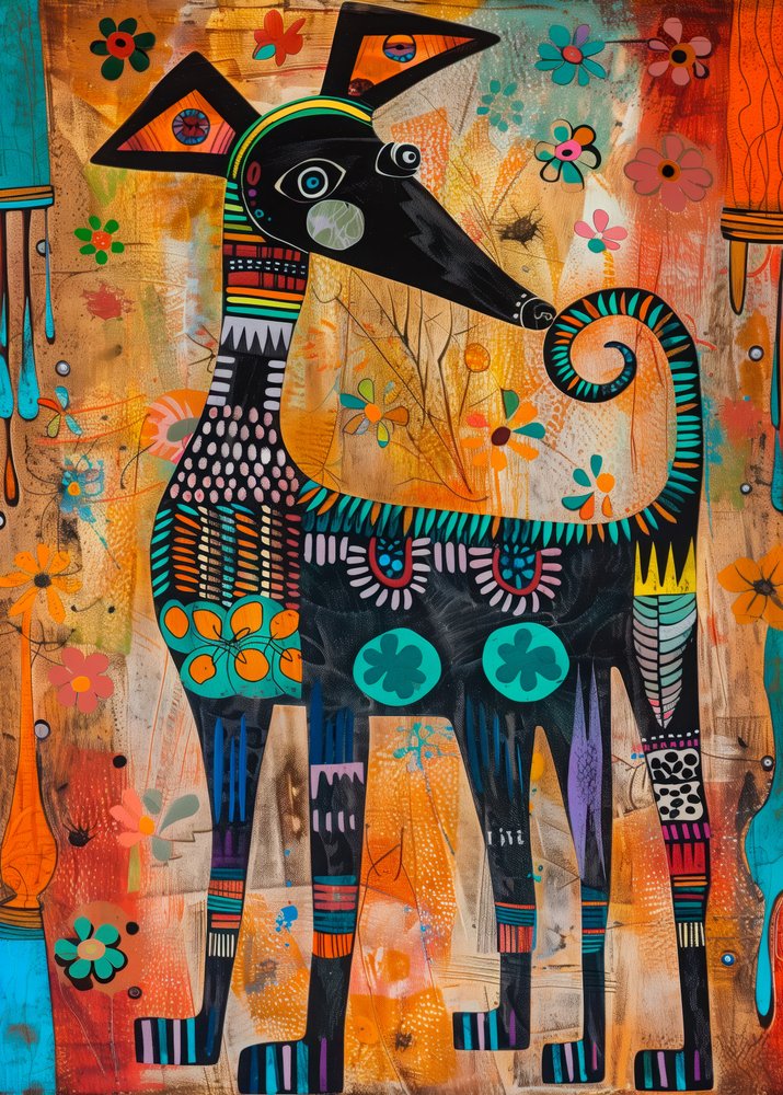 Chien folklorique haut en couleur - Justyna Jaszke