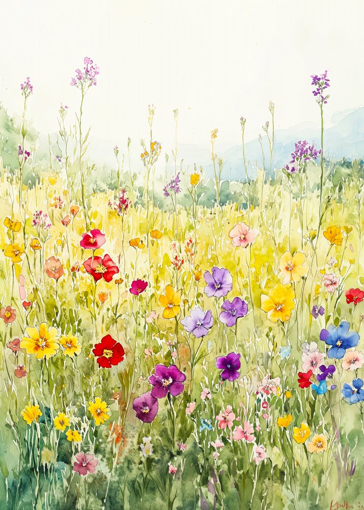 Champ de fleurs sauvages multicolores - Justyna Jaszke