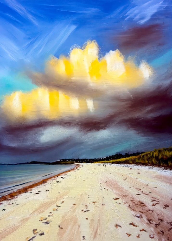 Nuages dorés au-dessus de la plage - Justyna Jaszke