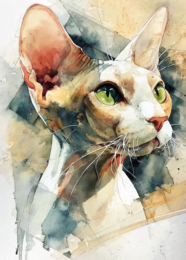 Chat Sphynx aux yeux verts - Justyna Jaszke