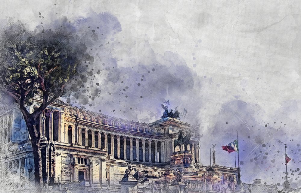 Aquarelle représentant un monument de Rome - Justyna Jaszke