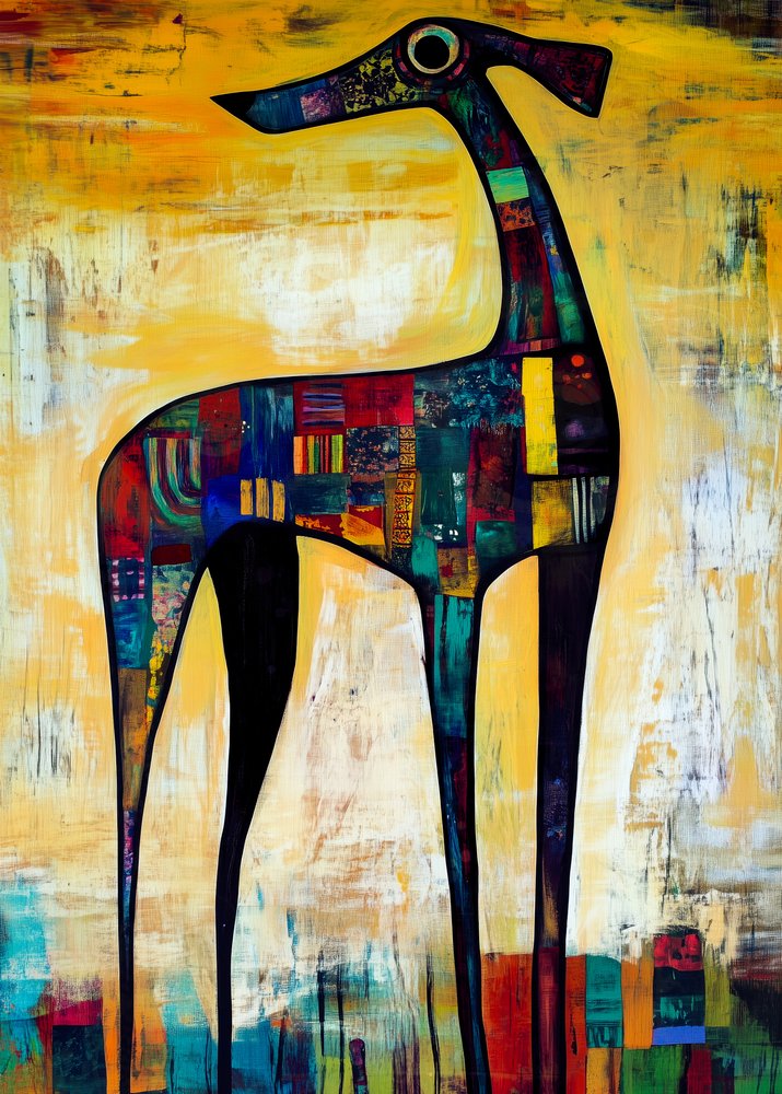 Chien en patchwork aux couleurs vives - Justyna Jaszke