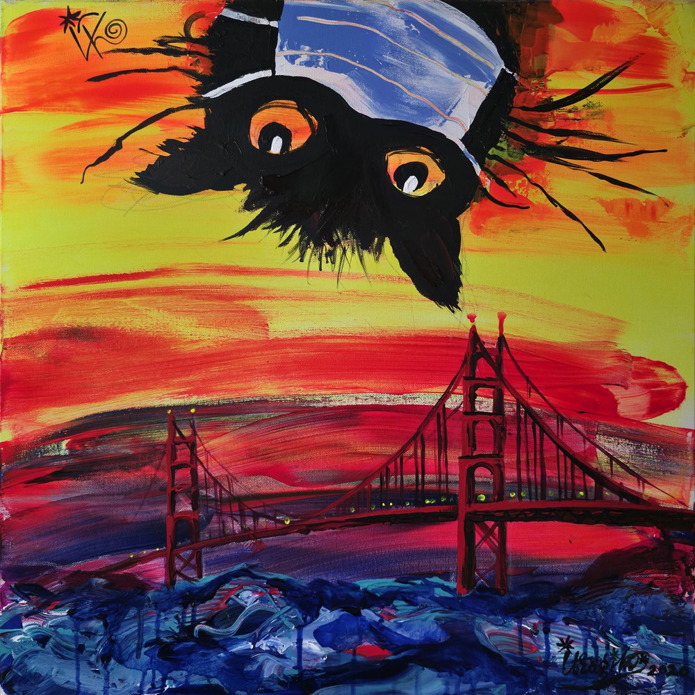 Chat masqué au coucher de soleil à San Francisco - Kanat Ibragimov